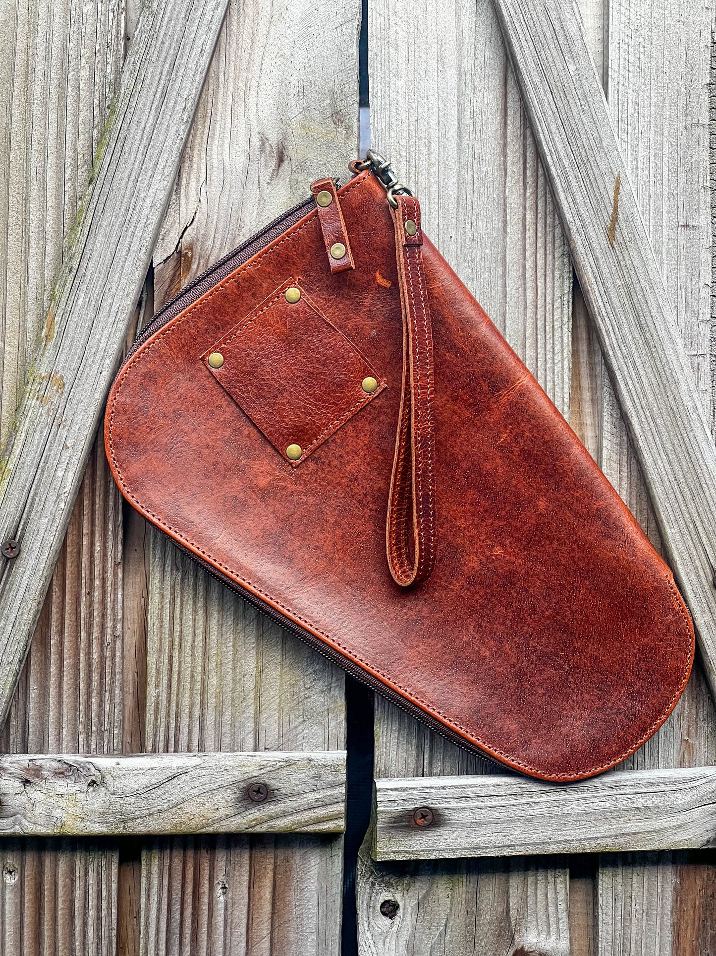 Tooled Leather and Cowhide Handgun Carry Case