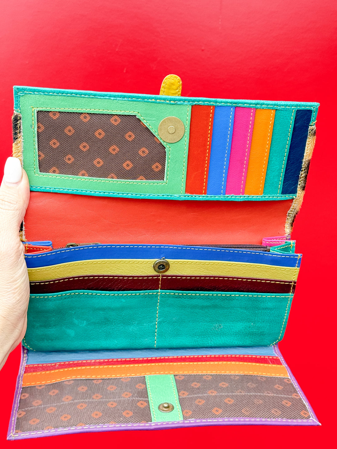 Palm Beach Rodeo ‘After Dark’ : Hide with Cheetah Painted Design and Colorful Recycled Leather Wallets