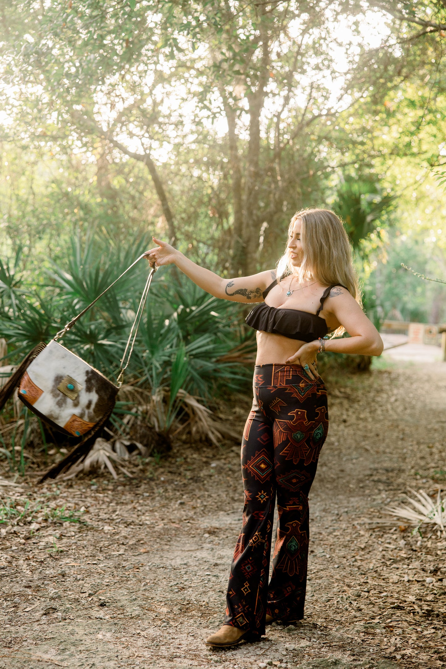 The Concho Carryall: Hair-On Cowhide & Tooled Leather Crossbody Purse