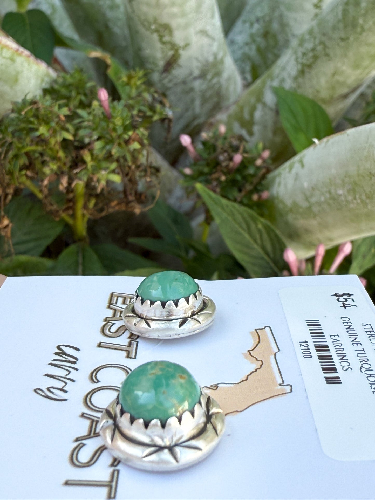 Green Turquoise Sterling Silver Earrings
