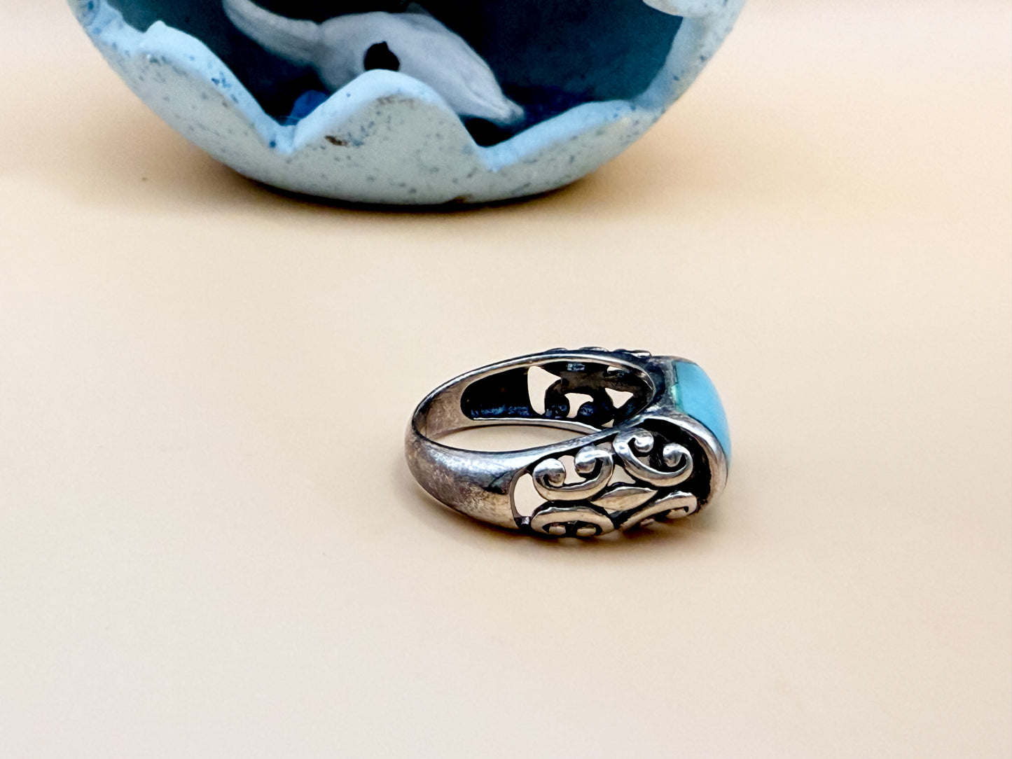 VINTAGE Southwestern Turquoise & Sterling Silver Ring -