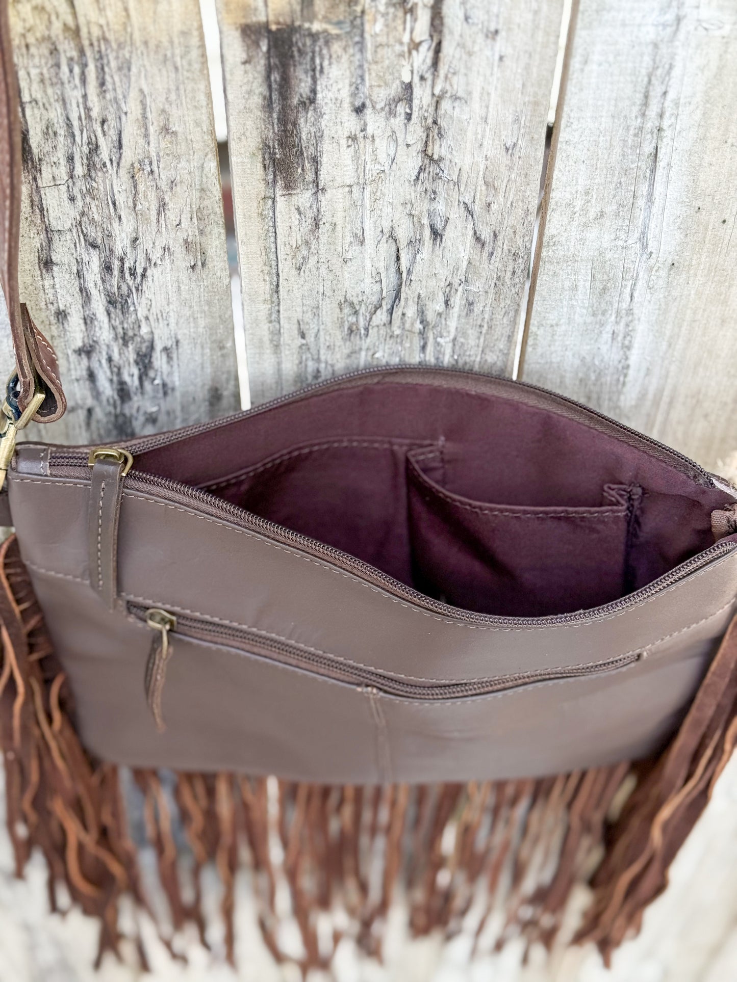 Southwestern Chic - Cowhide, Tooled Leather & Fringe Crossbody