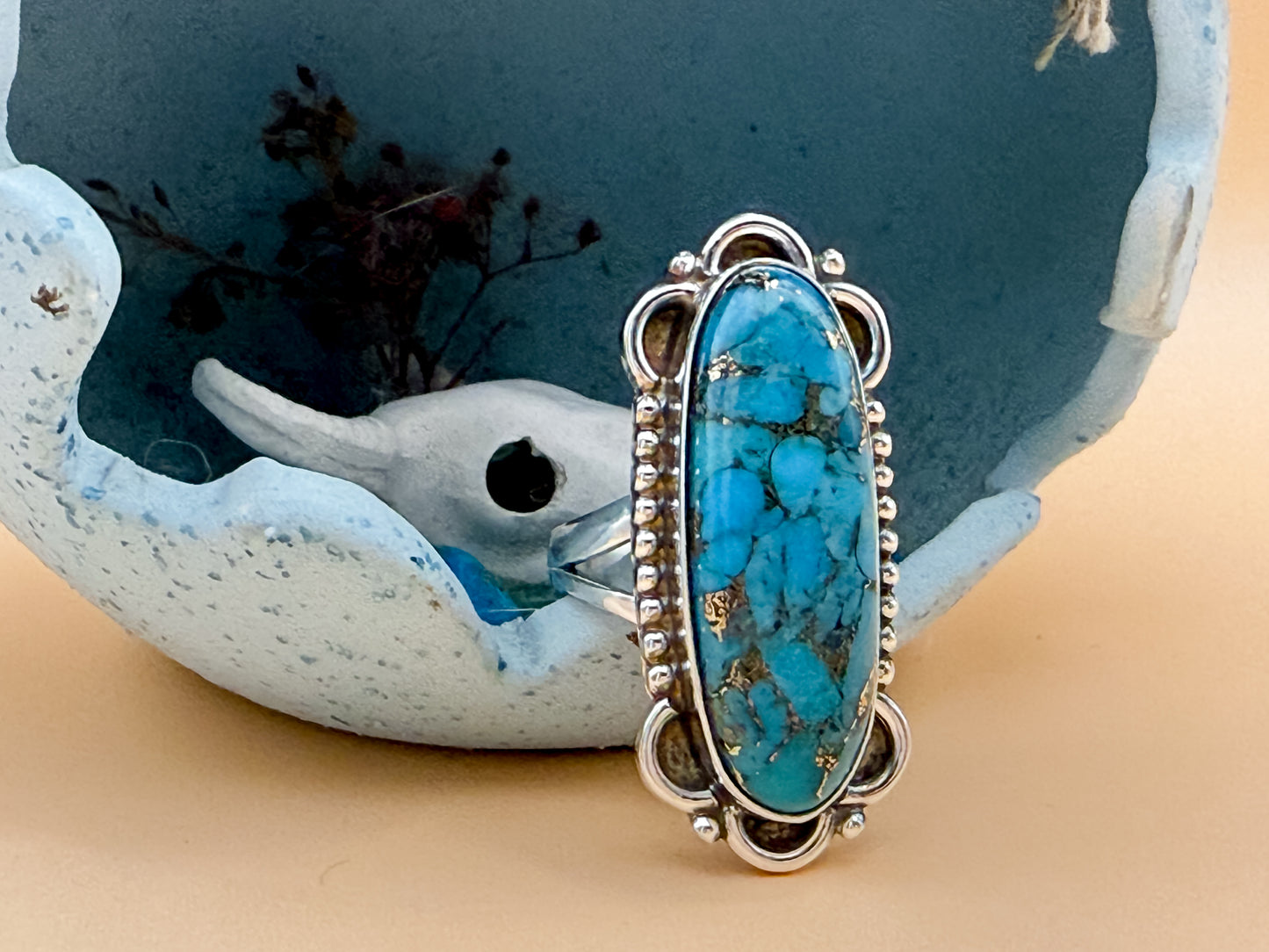 Copper Turquoise SW Style Ring - size 7