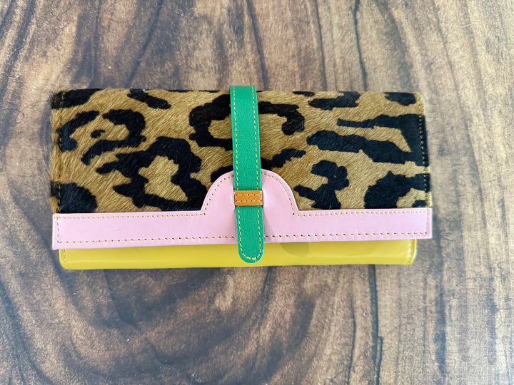 Palm Beach Rodeo ‘After Dark’ : Hide with Cheetah Painted Design and Colorful Recycled Leather Wallets