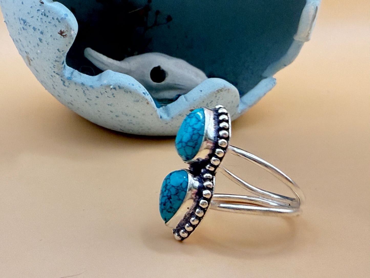 Santa Rosa Turquoise & Sterling Silver SW Style Ring - Size 7.5