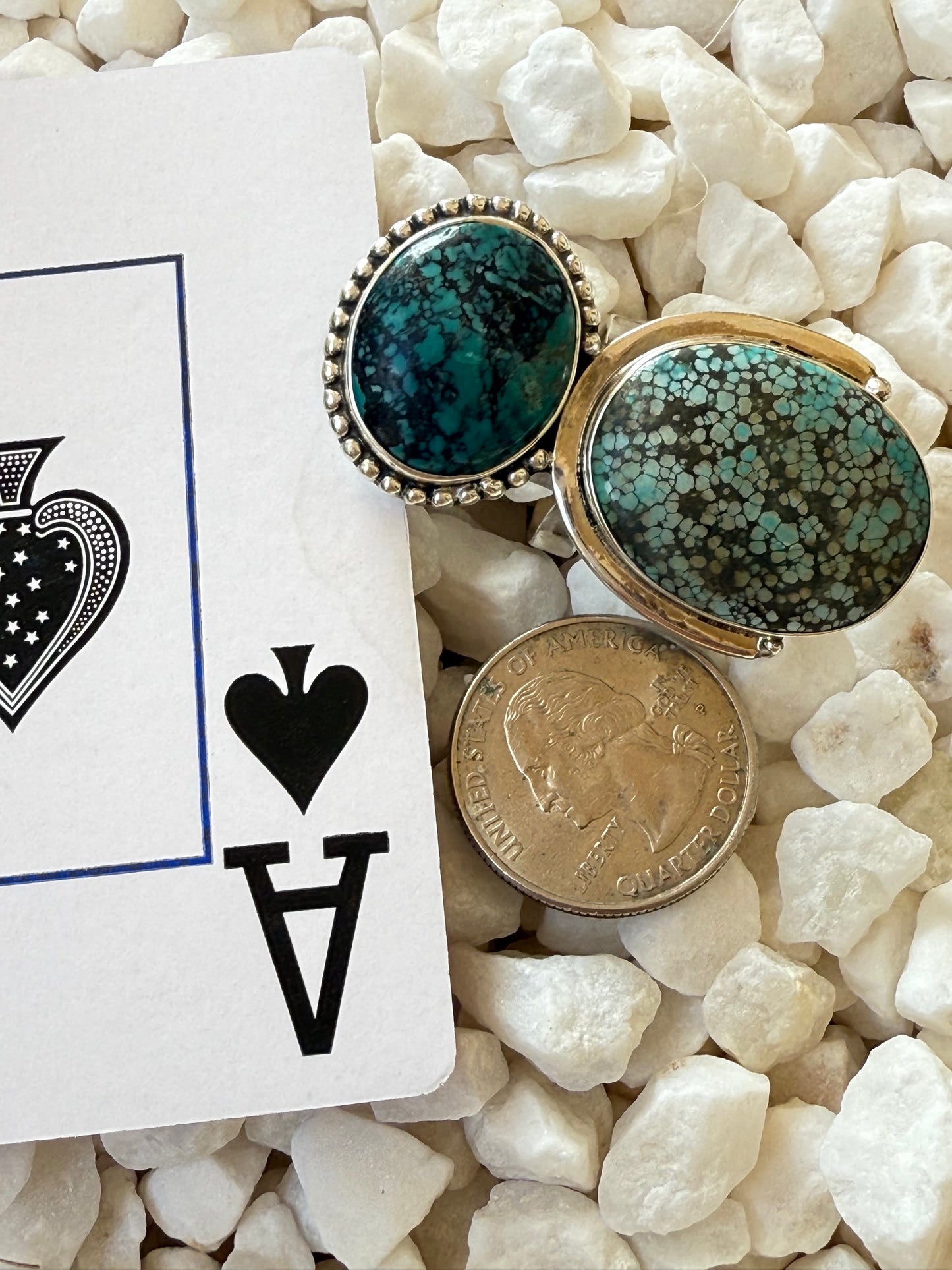 Southwestern Designer Turquoise & Sterling 925 Adjustable Ring