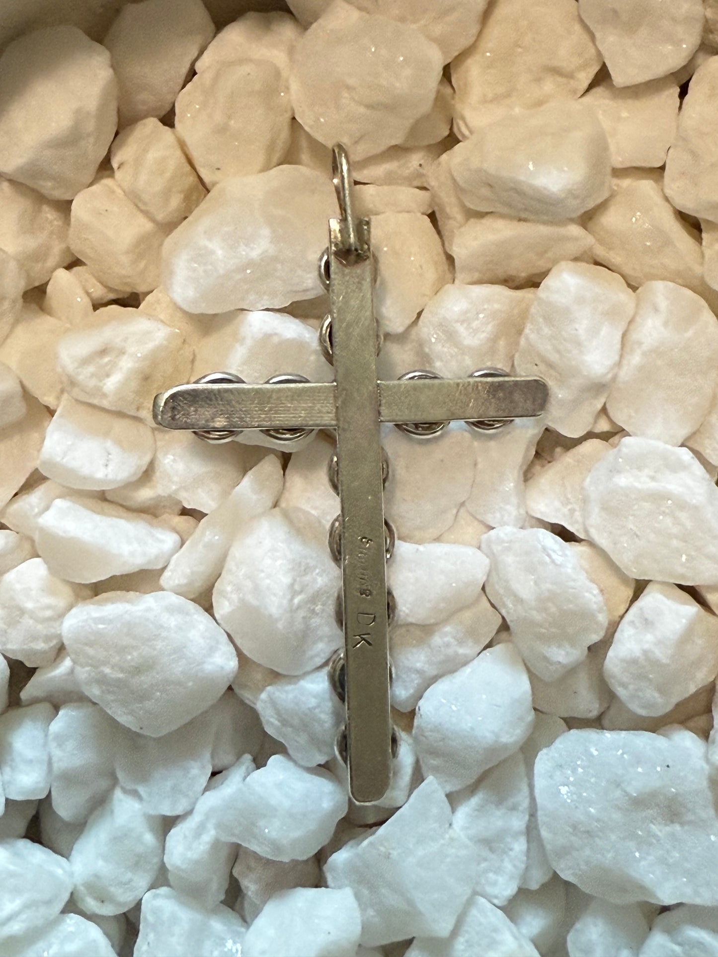 Handmade Zuni Kingman Sterling Silver Turquoise Cross Pendant (signed)