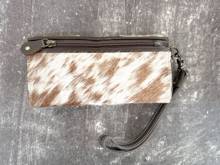 Boot Strap Wallet | Hair on Cowhide Boot Stitch Leather Western Wallet with Handstrap