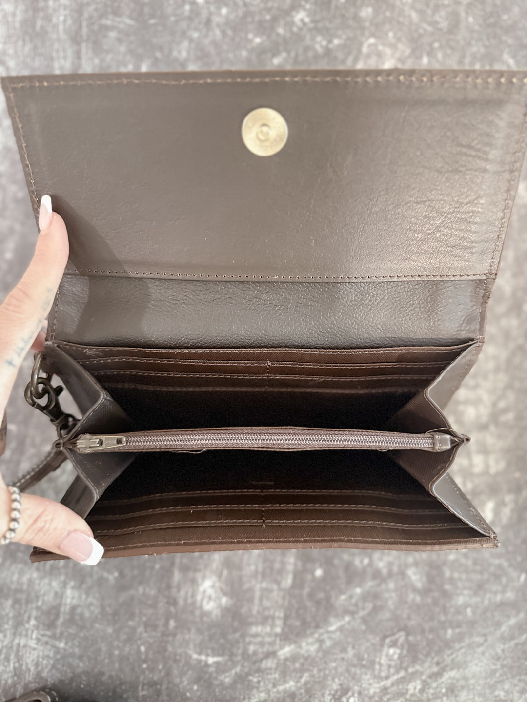 Boot Strap Wallet | Hair on Cowhide Boot Stitch Leather Western Wallet with Handstrap