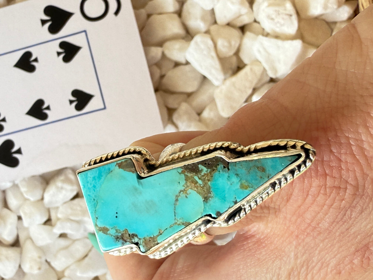 Thunderstruck - Sterling Turquoise Lightening Bolt Ring - Size 6