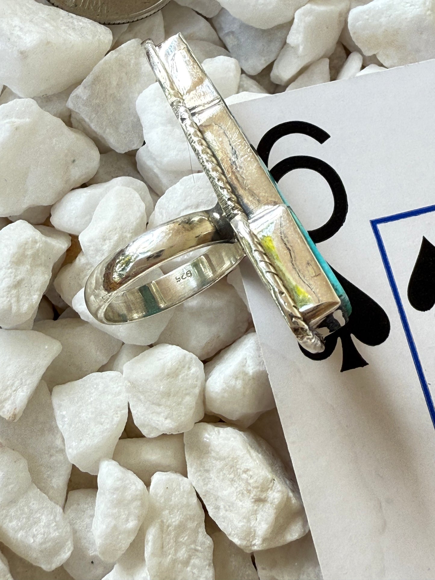 Thunderstruck - Sterling Turquoise Lightening Bolt Ring - Size 6
