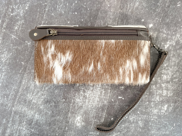 Boot Strap Wallet | Hair on Cowhide Boot Stitch Leather Western Wallet with Handstrap