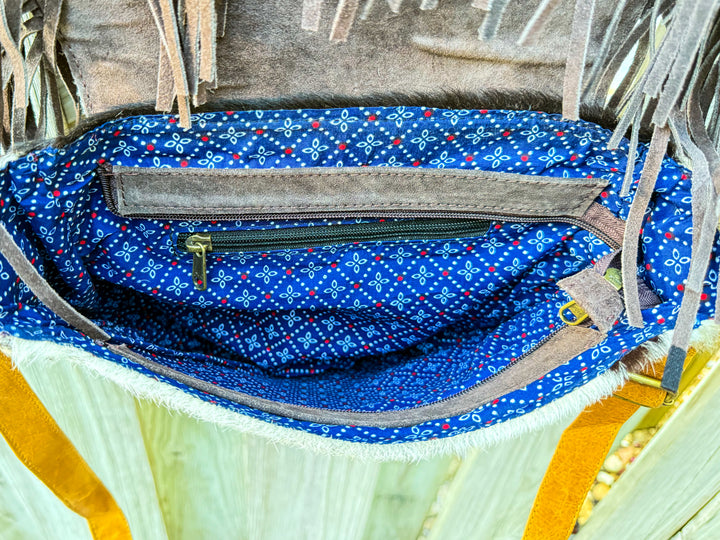 The Sundown Rider | Cowhide Fringe Crossbody with Bullhead Detail