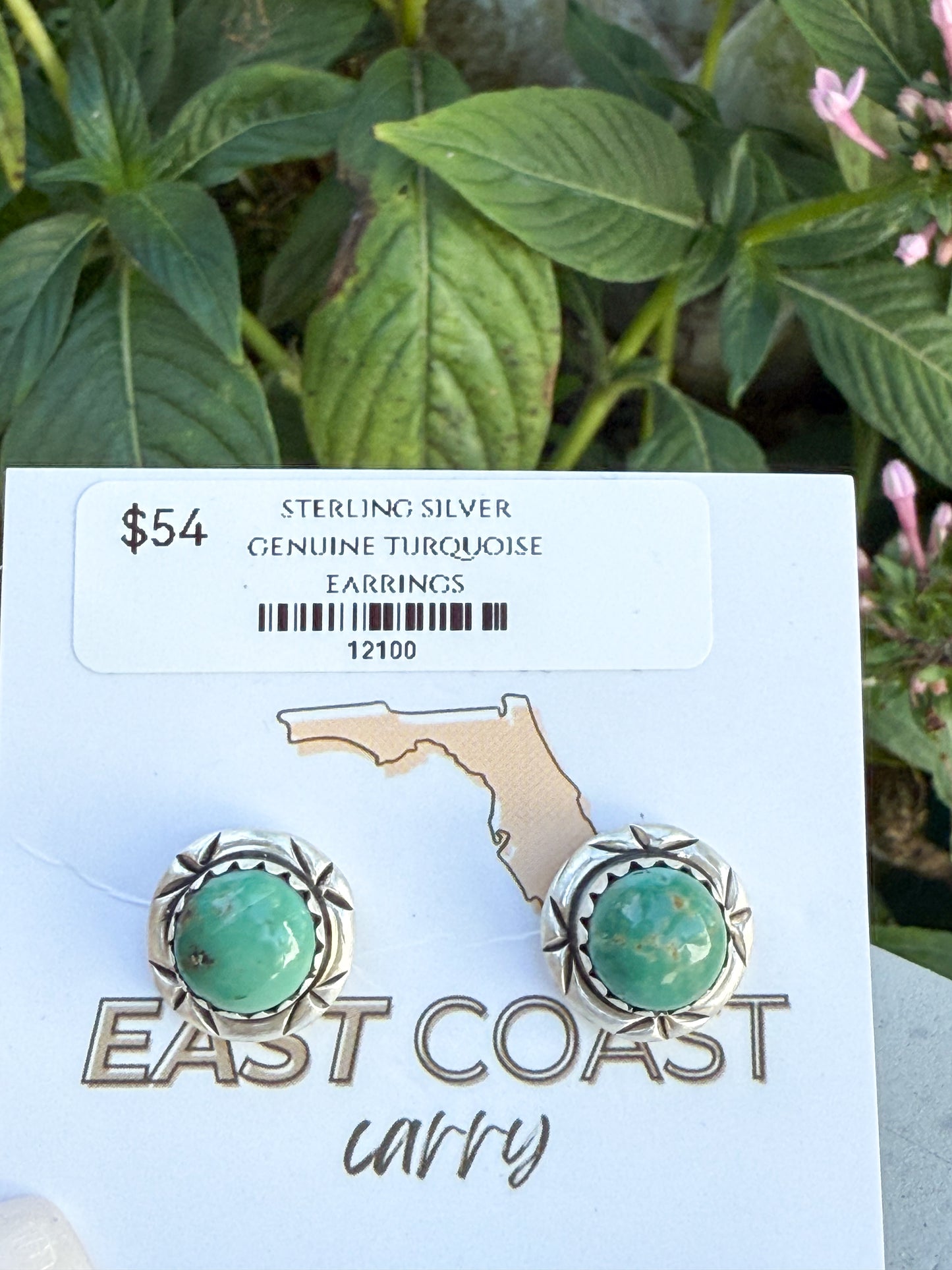 Green Turquoise Sterling Silver Earrings
