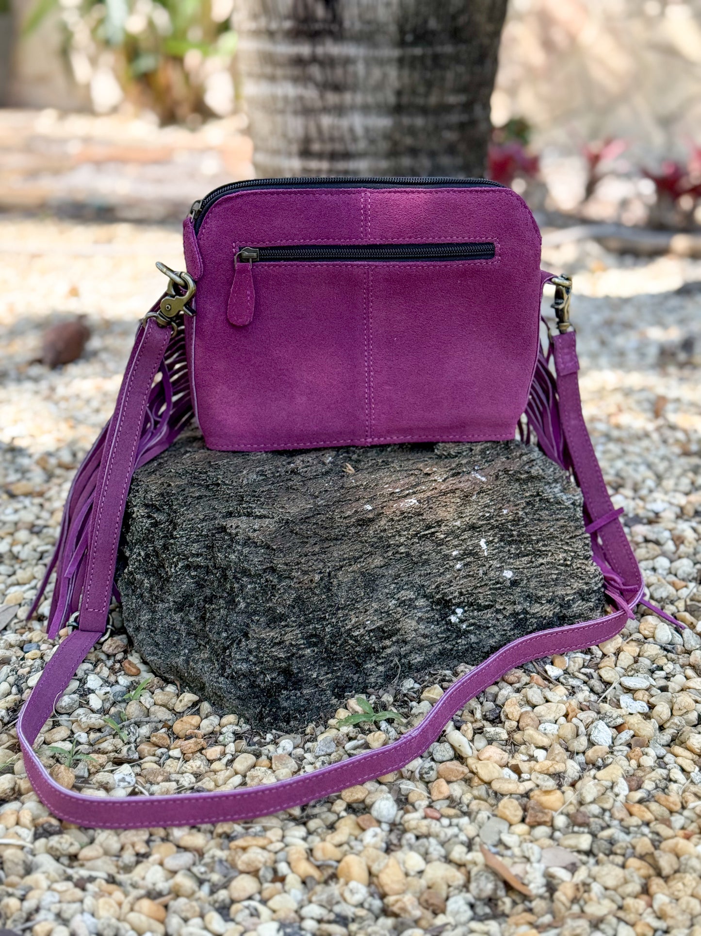 Boot Stitch Fringe Purse