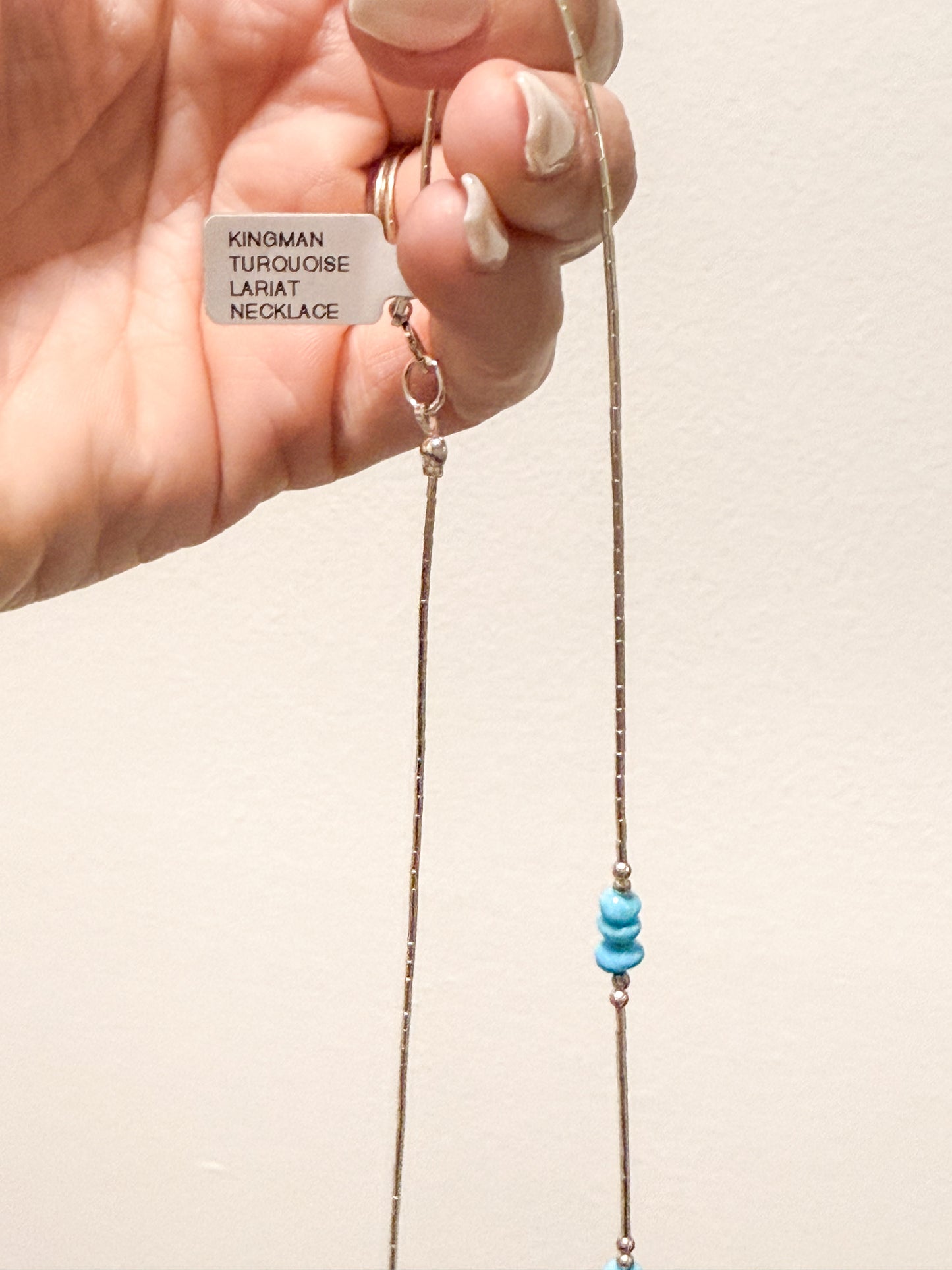 Kingman Turquoise Lariat Sterling Silver Necklace