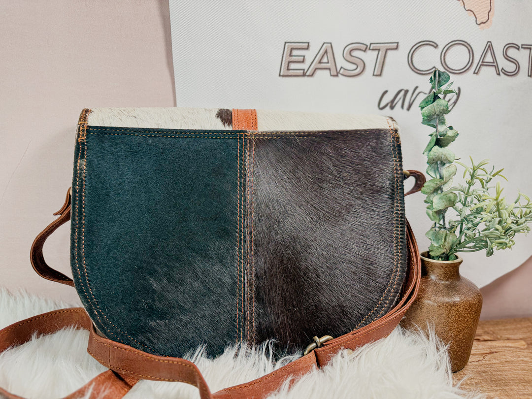 The Half Moon Hide | Cowhide + Leather Saddle Crossbody
