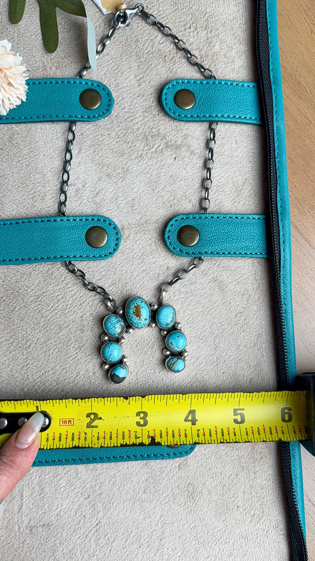 The Blossom Keeper | Cowhide Squash Blossom Necklace Travel Case | Leather Jewelry Organizer