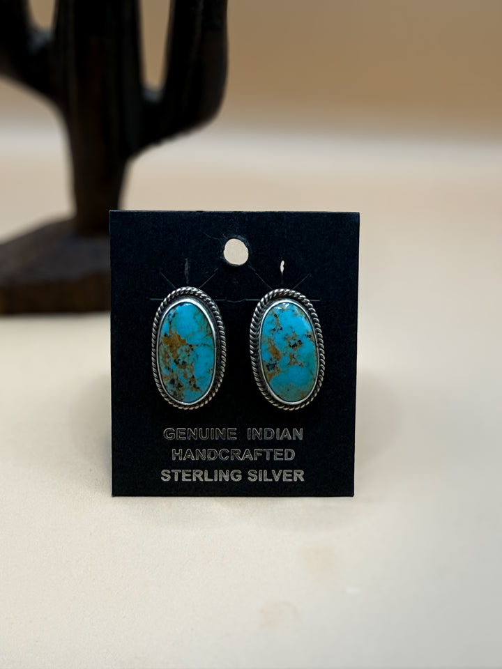 Byron Begay Navajo Kingman Turquoise Stud Earrings