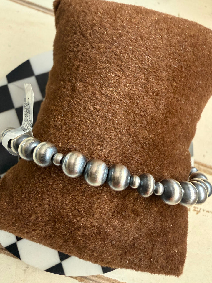 Lucinda Sardo 6mm Navajo Pearl Sterling Silver Bracelet | 6–9”