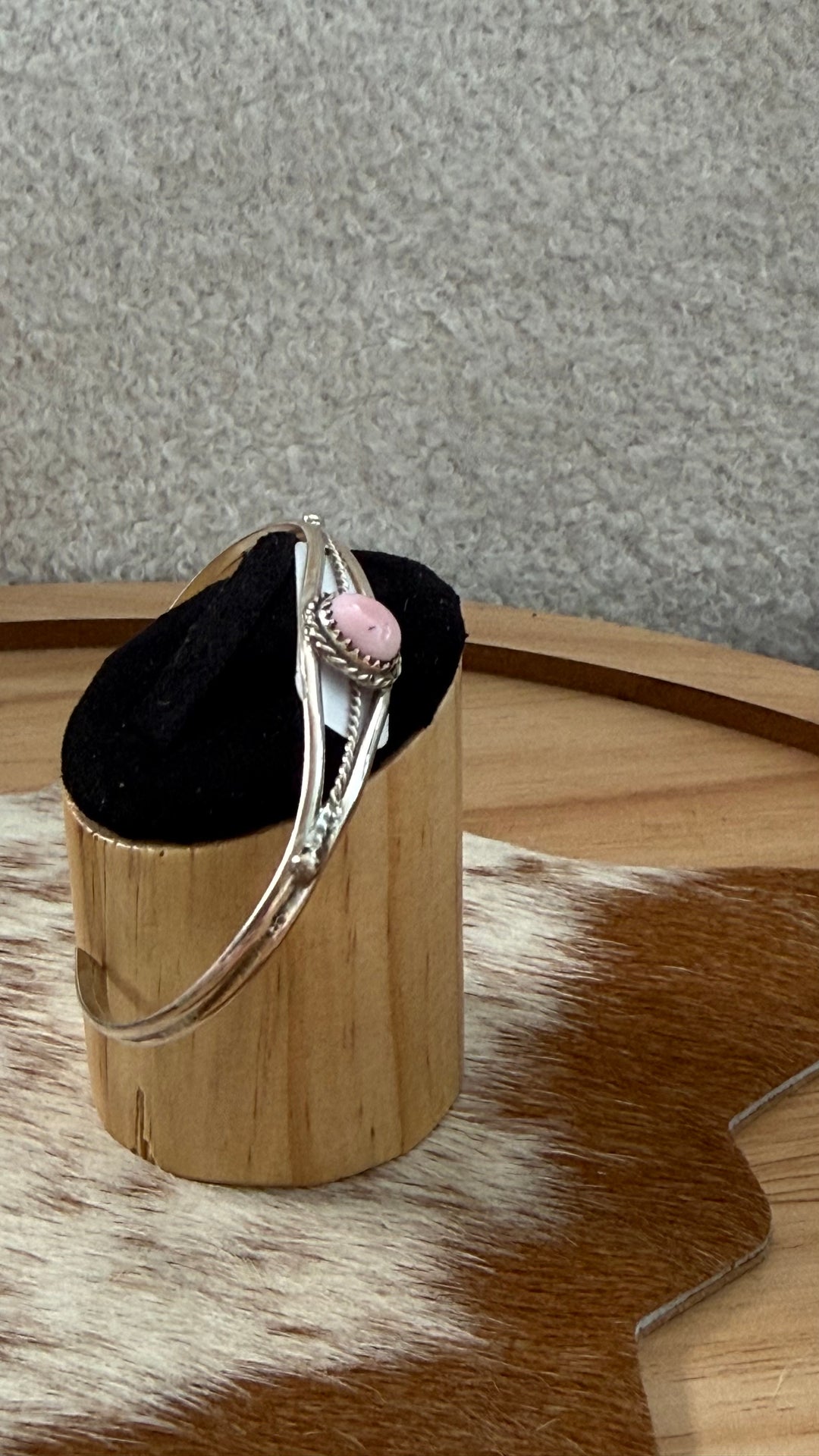 Esther White Navajo Handmade Pink Conch Petite Cuff Bracelet | Sterling Silver | Signed EW | 6.25” Wrist