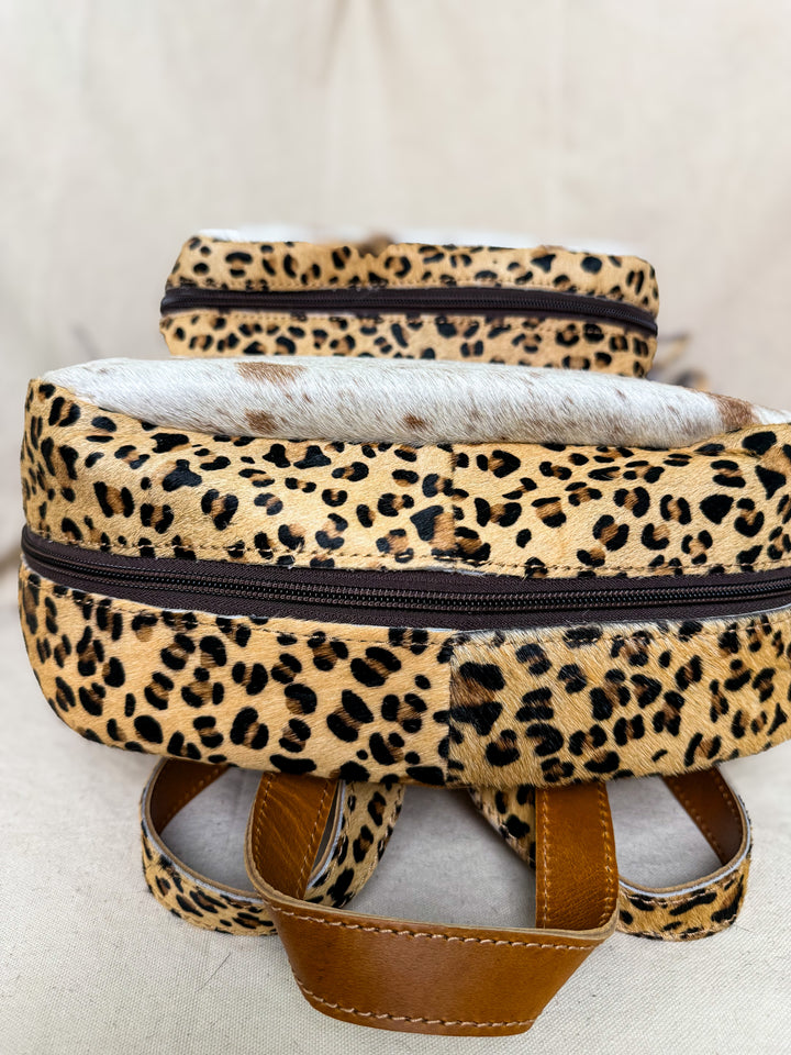 The Wild Hair Backpack | Genuine Hair-on Cowhide Leather Backpack with Leopard Print Fringe