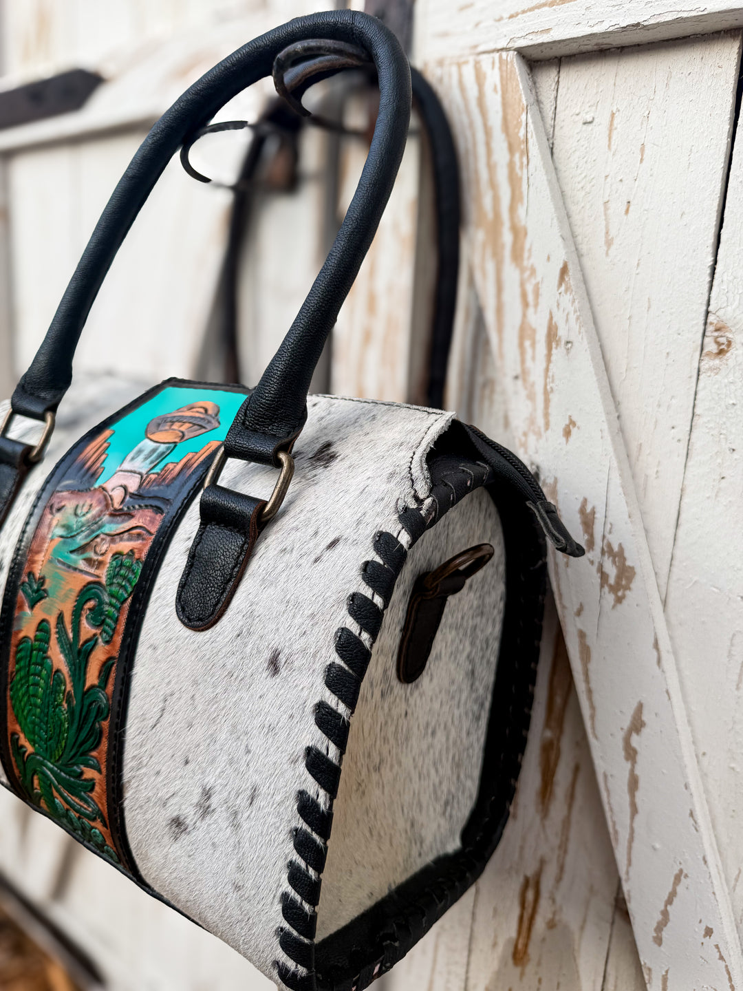 Blurry Skies, Steady Spirit | Western Leather Satchel