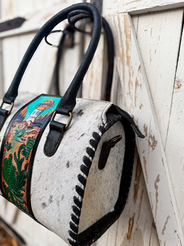 Blurry Skies, Steady Spirit | Western Leather Satchel