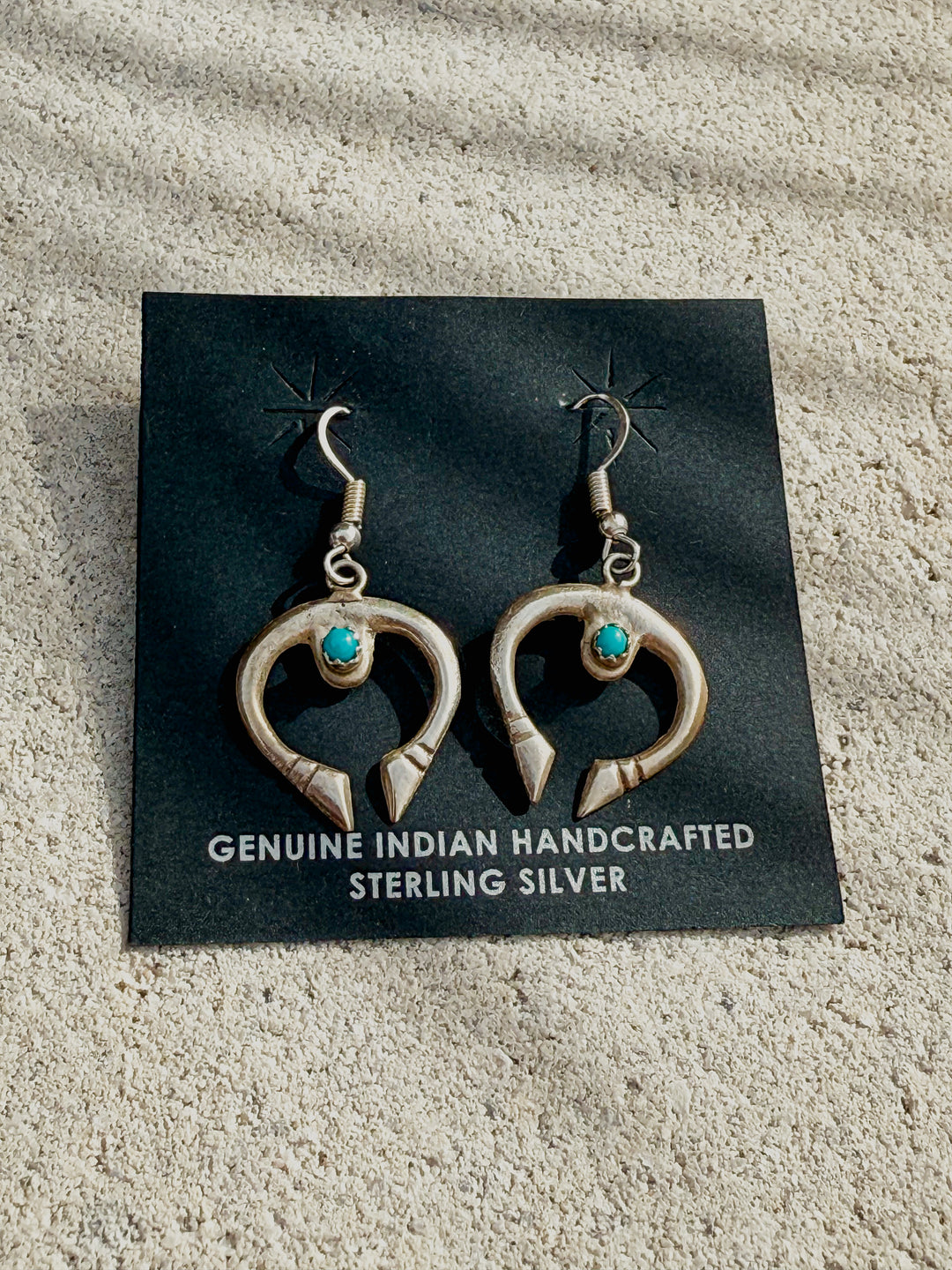 Marie Chee Sterling Silver Navajo Handmade Naja Kingman Turquoise Earrings East Coast Carry