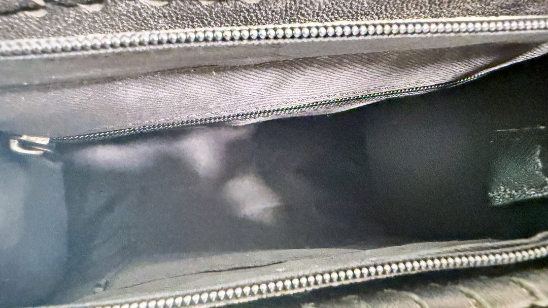 Interior of The Ranch Wife Carryall Mini Western purse showing zipper closure, interior slip pocket and zippered storage.