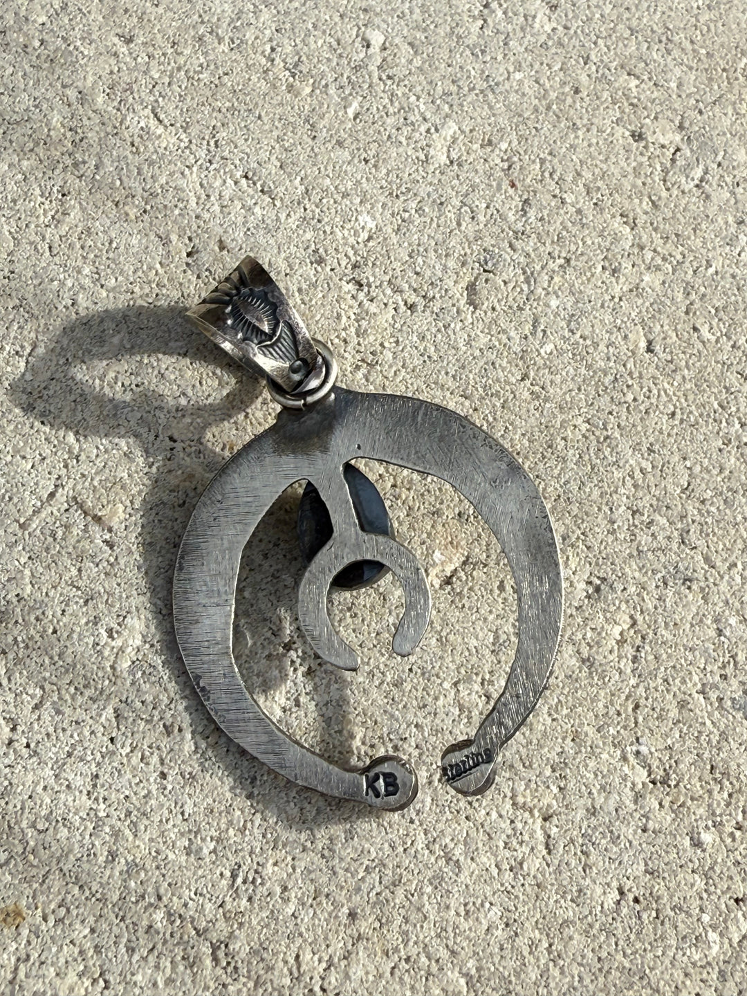 Kevin Bilah Navajo Handmade Naja Golden Hills Turquoise Pendant