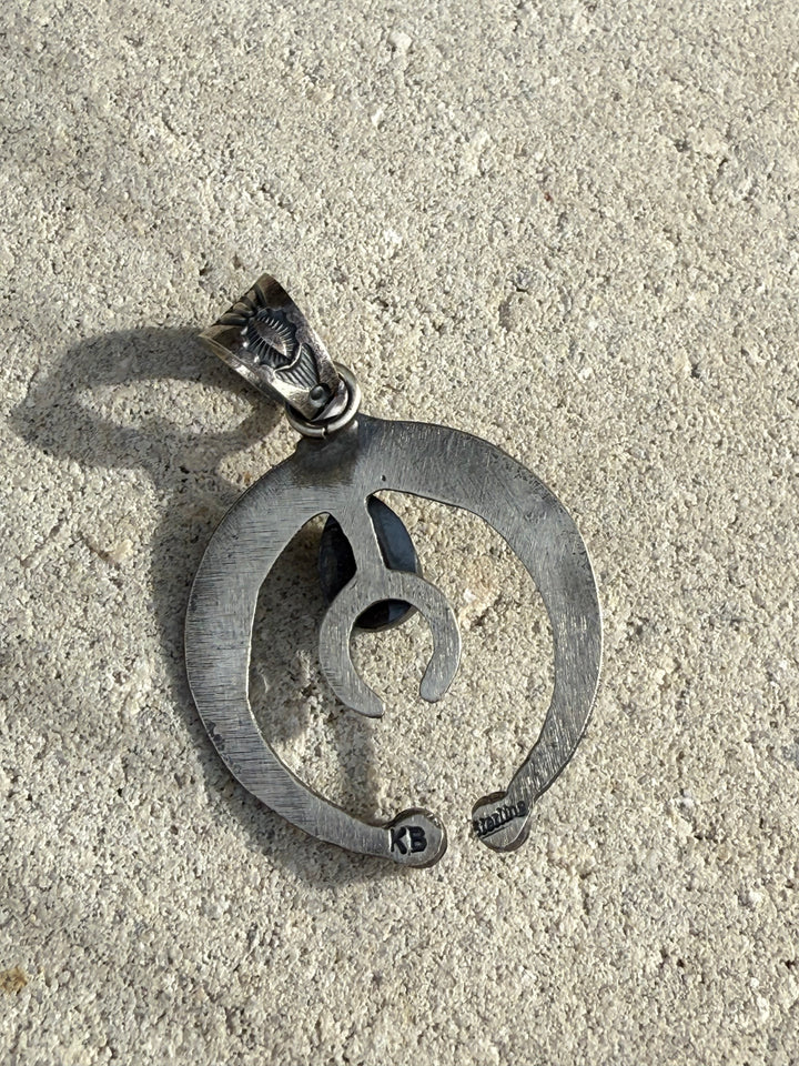 Kevin Bilah Navajo Handmade Naja Golden Hills Turquoise Pendant