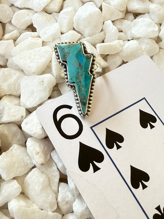 Thunderstruck - Sterling Turquoise Lightning Bolt Ring - Size 6