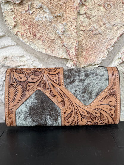 Two Step – Golden Hour : Tooled Leather and Cowhide Wallet