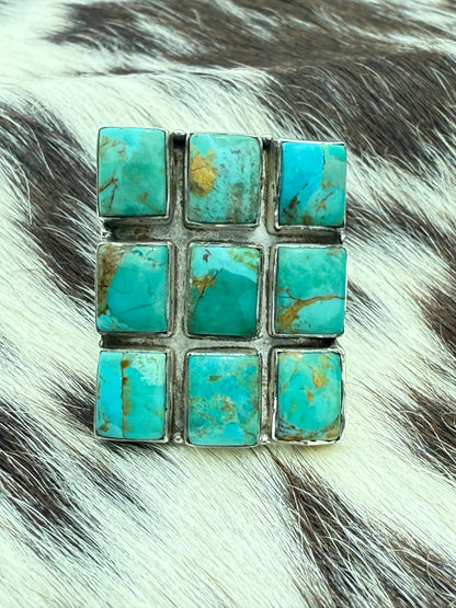 Cloud 9: Southwestern Sterling Silver and Turquoise Adjustable Statement Ring