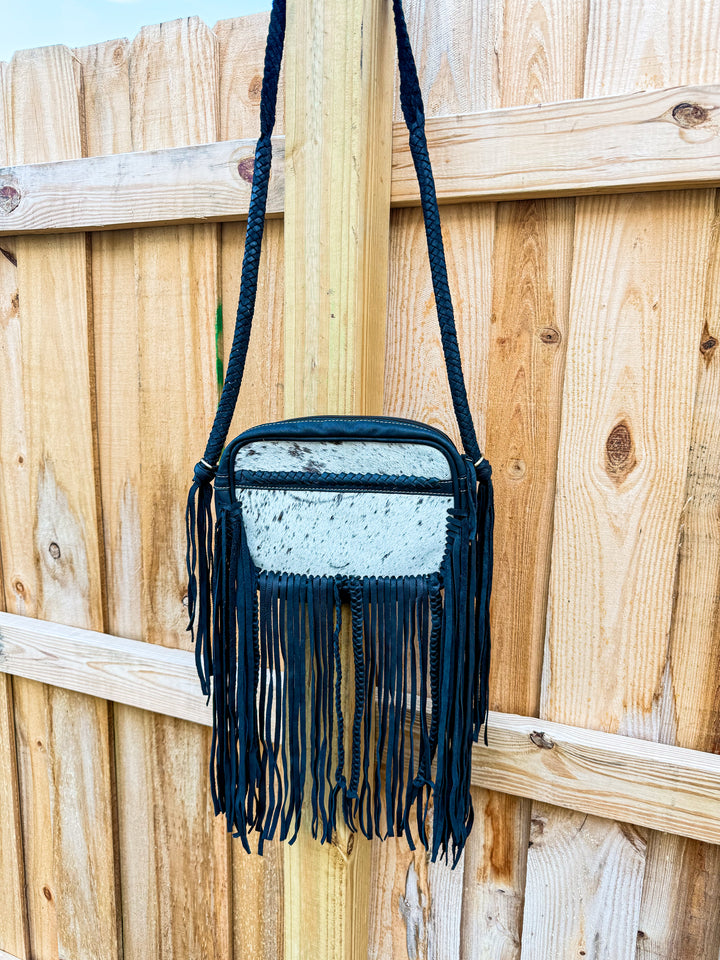 Donna Jean | Cowhide Fringe Braided Leather Crossbody