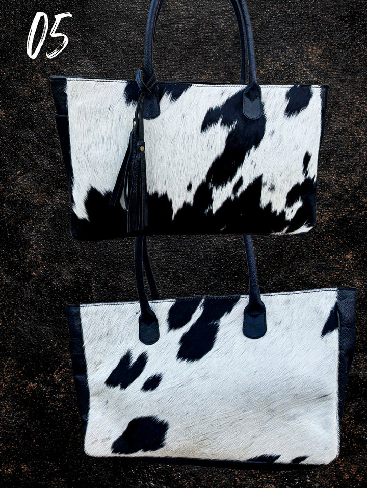 The Gulfstream Tote | Luxury Leather & One-of-a-Kind Hair-on-Hide Tote