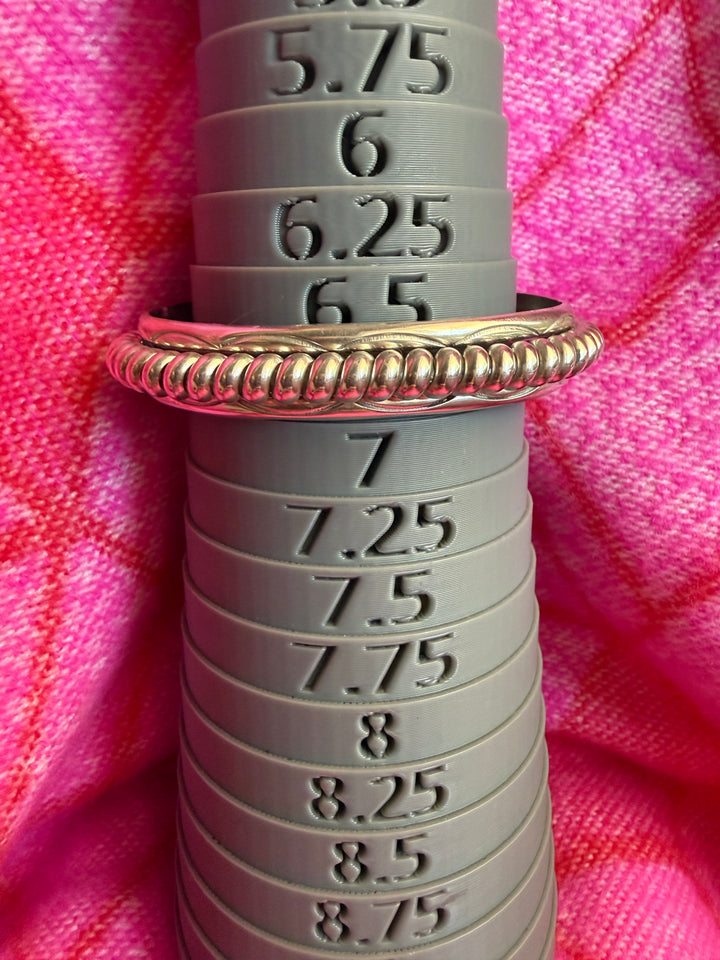 TAHE Navajo Sterling Silver Rope Cuff Bracelet