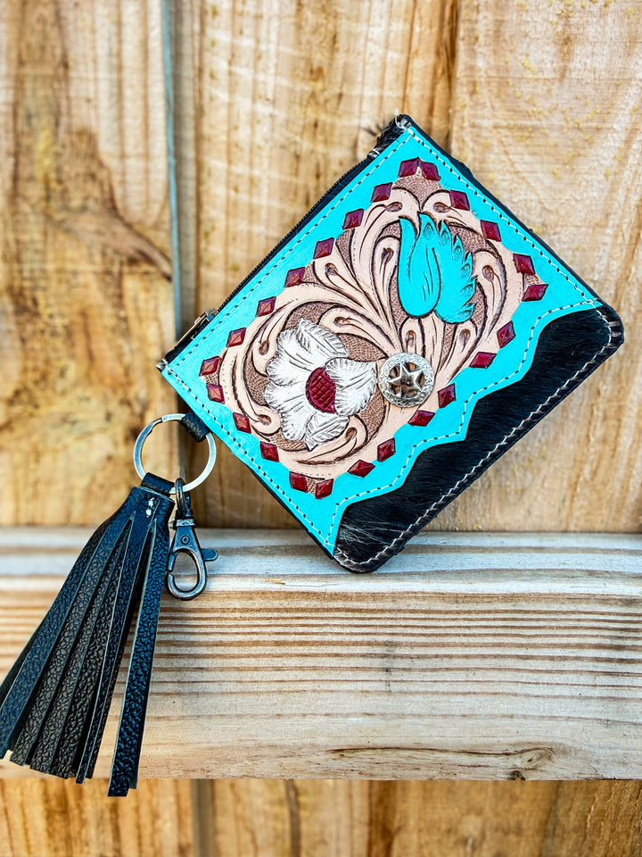 The Hitchhiker | Western Leather Card Holder Keychain