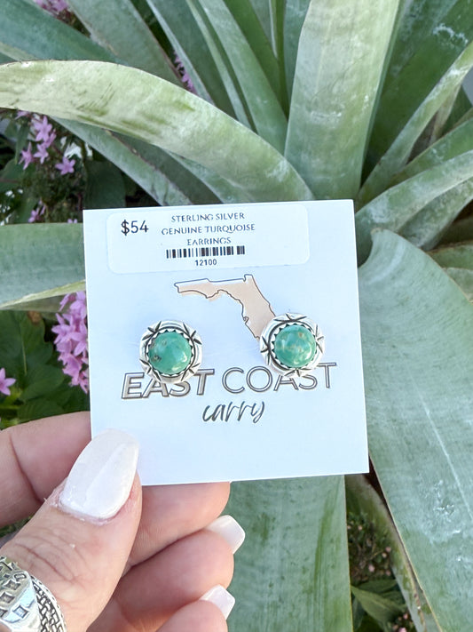 Green Turquoise Sterling Silver Earrings
