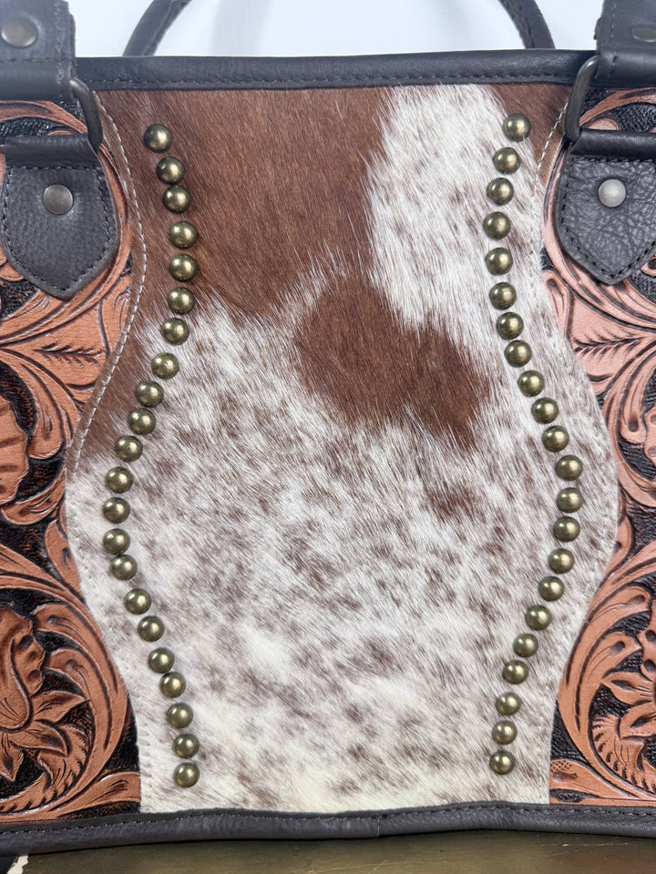 The Working Girl | Tooled Leather & Cowhide Concealed Carry Tote