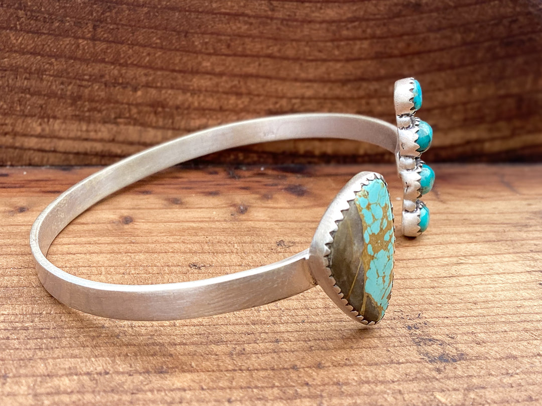 Natural Royston Ribbon Turquoise + Composite Kingman Turquoise Sterling Silver Cuff