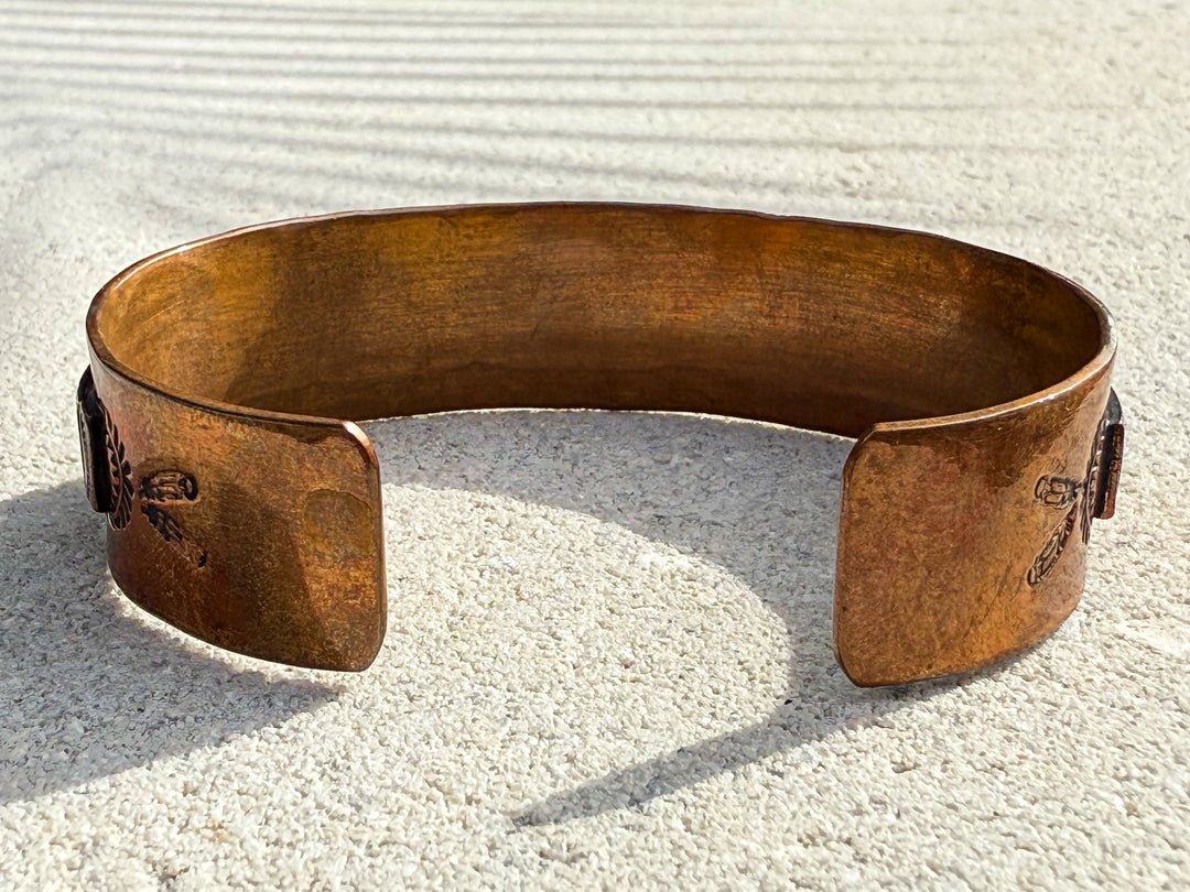 Vintage Navajo Hand-Stamped Copper Cuff Bracelet | Bear & Southwestern Motif