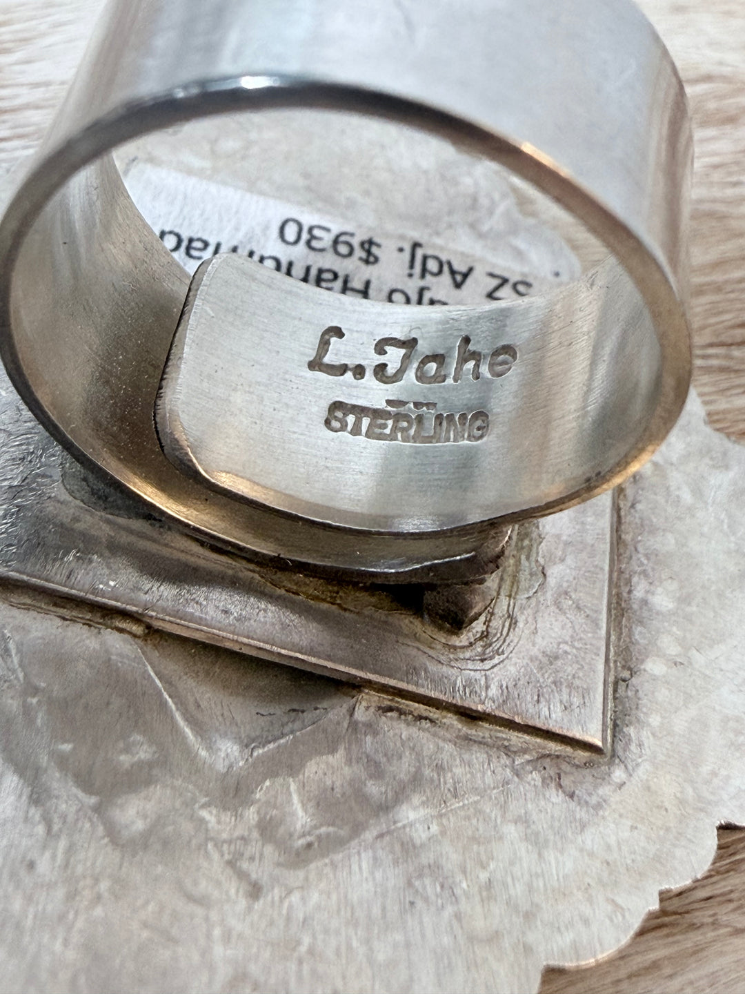 Leander Tahe Navajo Handmade Sterling Silver Diamond Statement Ring