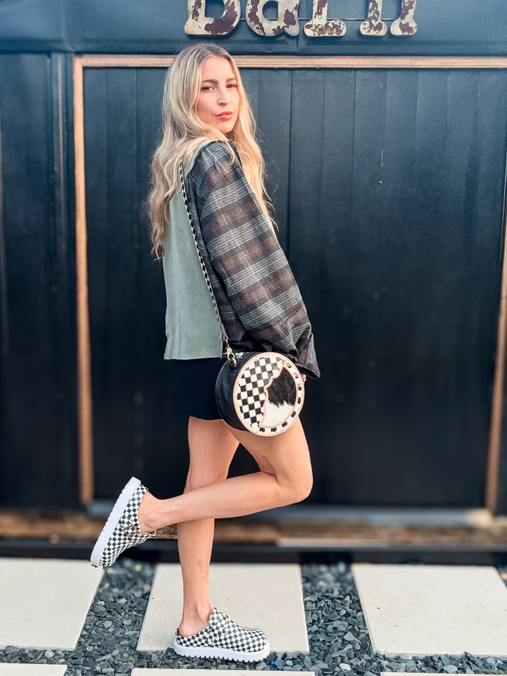 Speed Check Canteen Crossbody Purse (Cowhide + Checkered)