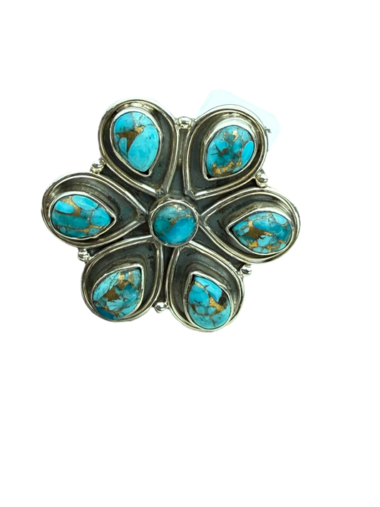 Desert Bloom: Sterling Silver & Turquoise Flower Statement Ring