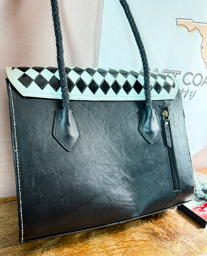 Speed Check No. 9 | Checkerboard Fringe Tote (Right-Hand Concealed Carry)