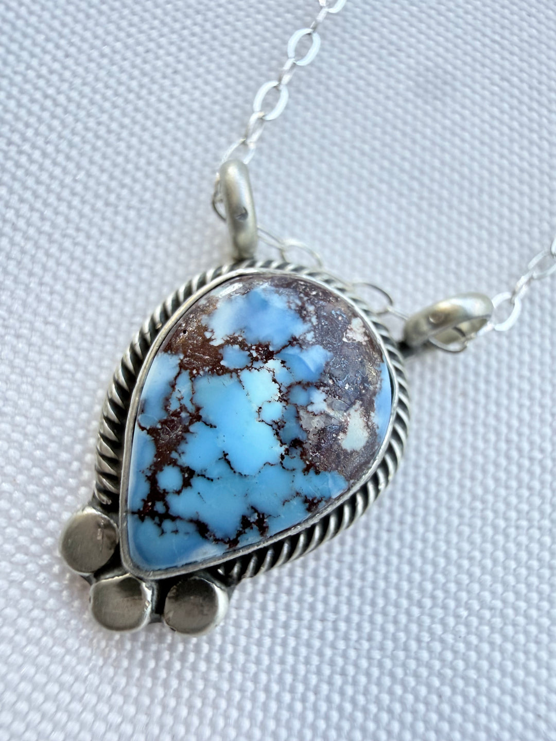 Sharon McCarthy Golden Hills Turquoise Petite Necklace | Navajo Handmade Sterling Silver