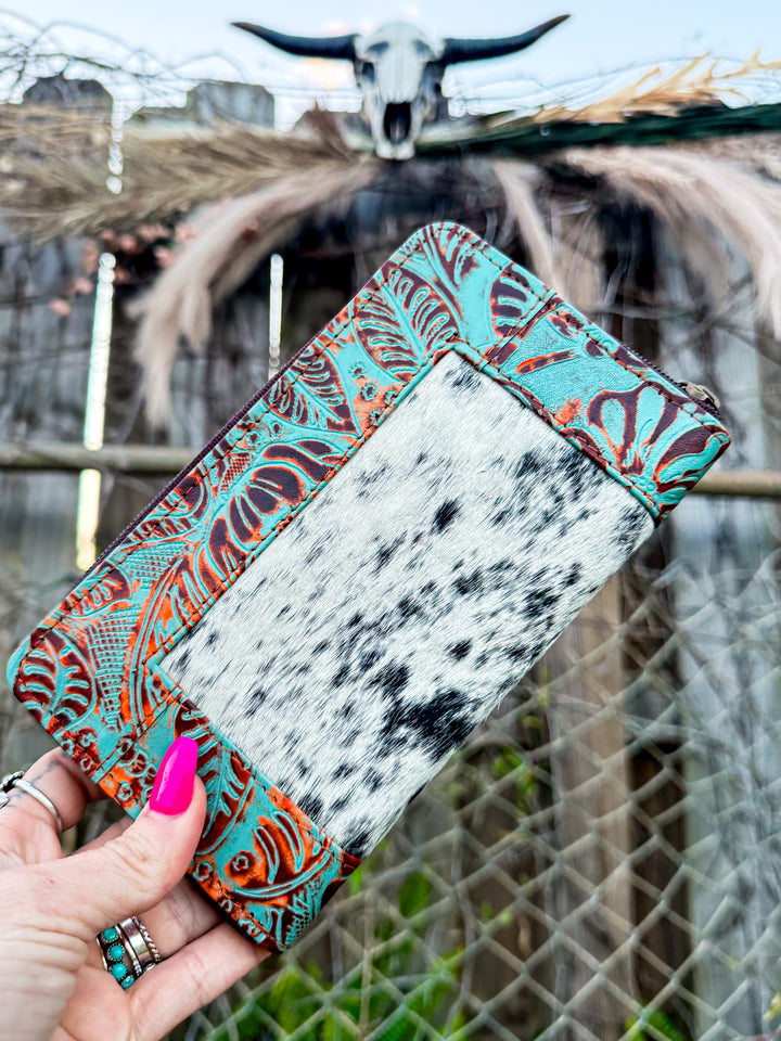 Cowhide Zip Wallet | Willow Lane Western Leather Wallet for Women