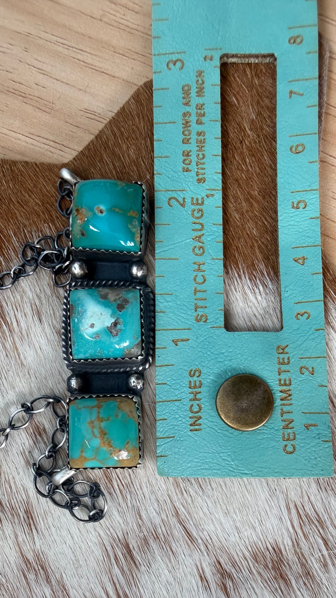 Navajo Handmade Triple Turquoise Bar Necklace | Sterling Silver | Alysa Martinez | 18” Southwestern Necklace